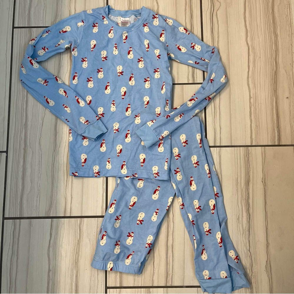 Hanna Andersson Light Blue Snowman HannaSoft Pajama Set
